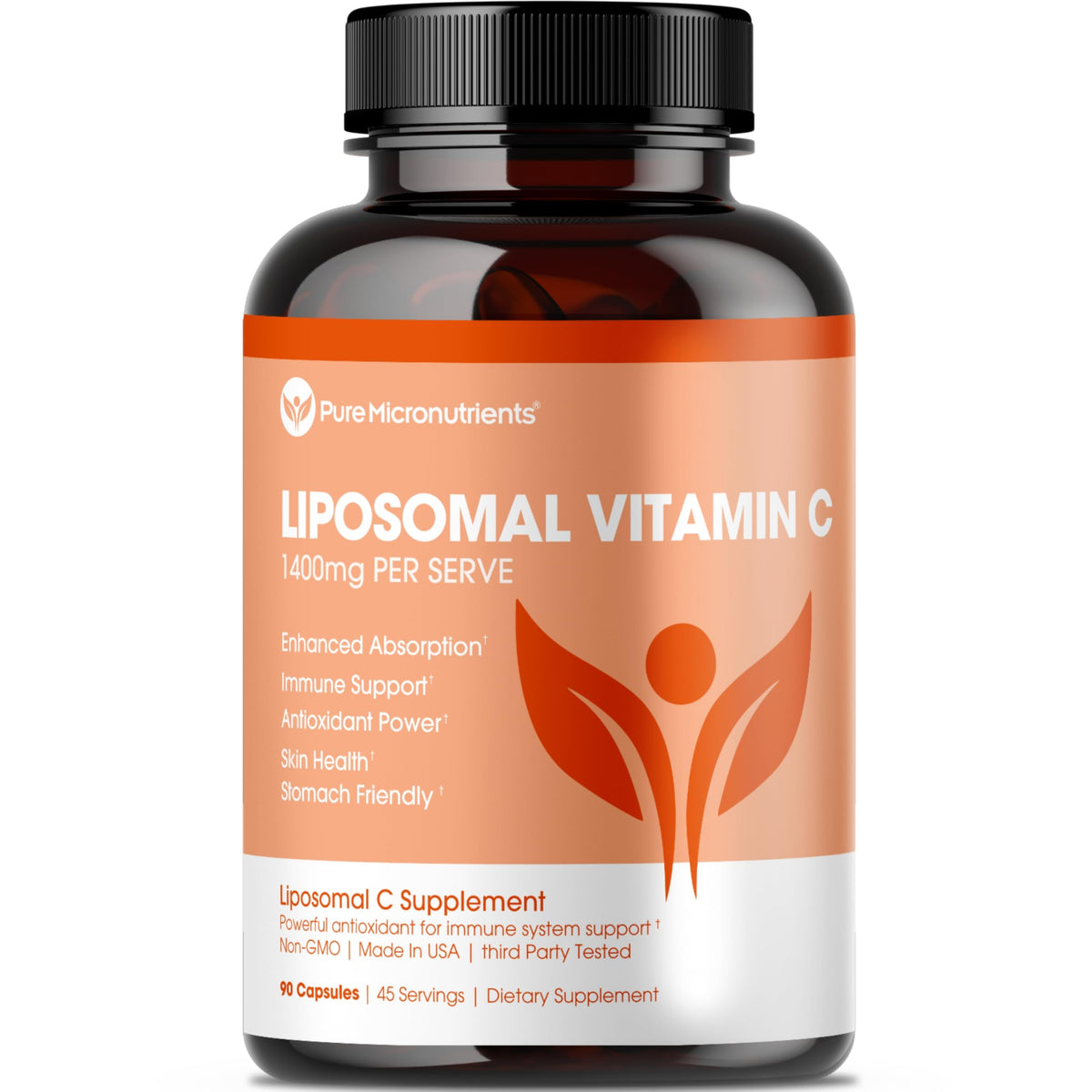 Pure Liposomal Vitamin C bottle by Pure Micronutrients on white surface for daily immune support