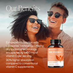 Pure Liposomal Vitamin C label close-up emphasizing purity and third-party testing