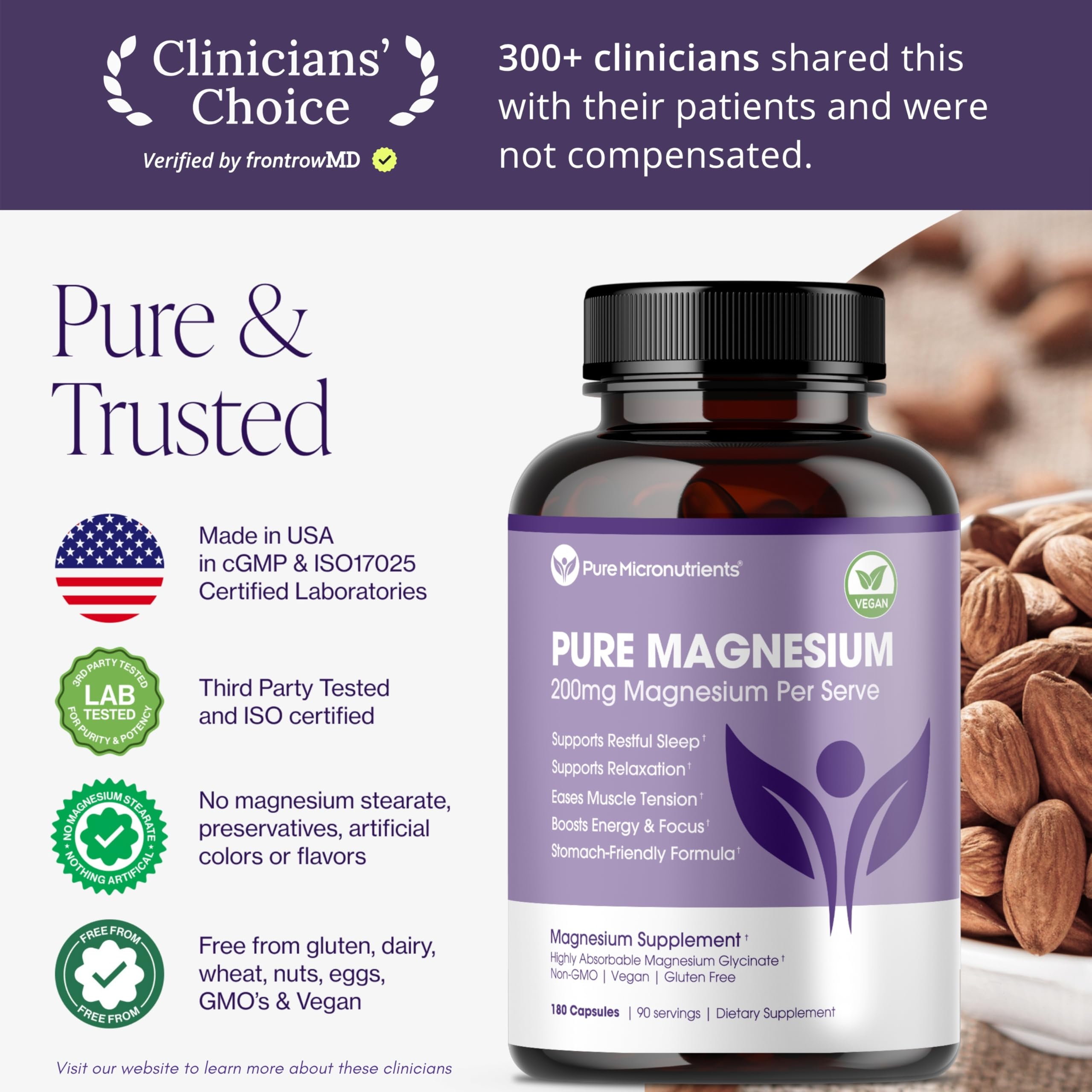 Pure Micronutrients magnesium glycinate bottle with seal indicating freshness.