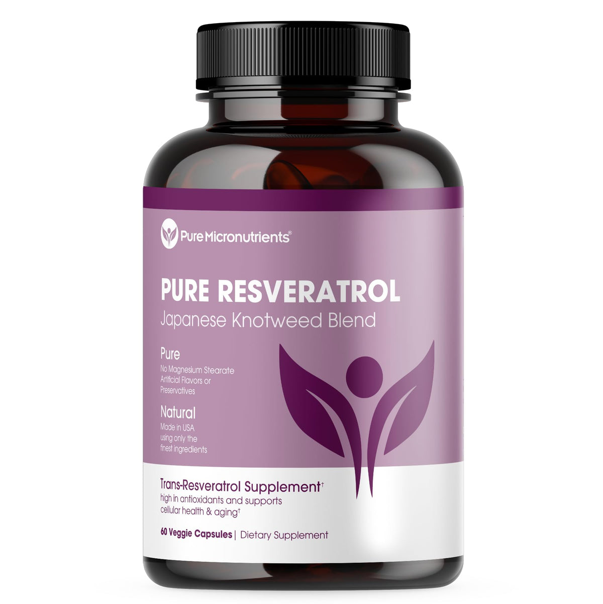 Pure Micronutrients Resveratrol capsules in bottle for daily antioxidant support