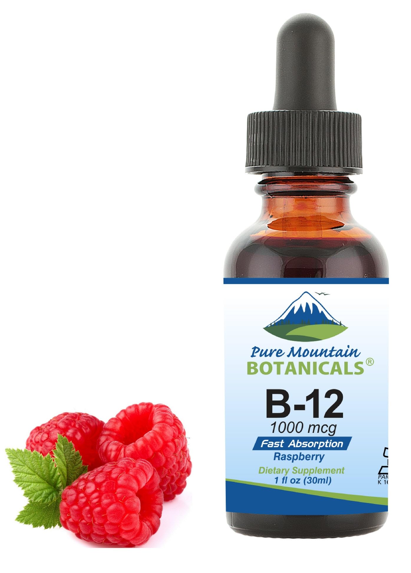 Pure Mountain Botanicals B12 drops small bottle fits into bag for travel.