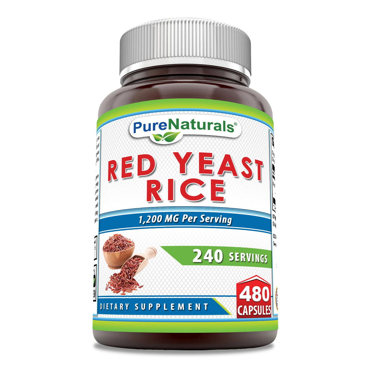 Pure Naturals Red Yeast Rice bottle showing 1200 mg per serving for potential heart-health support