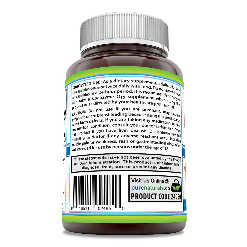Pure Naturals Red Yeast Rice label close-up highlighting non-GMO and gluten-free features