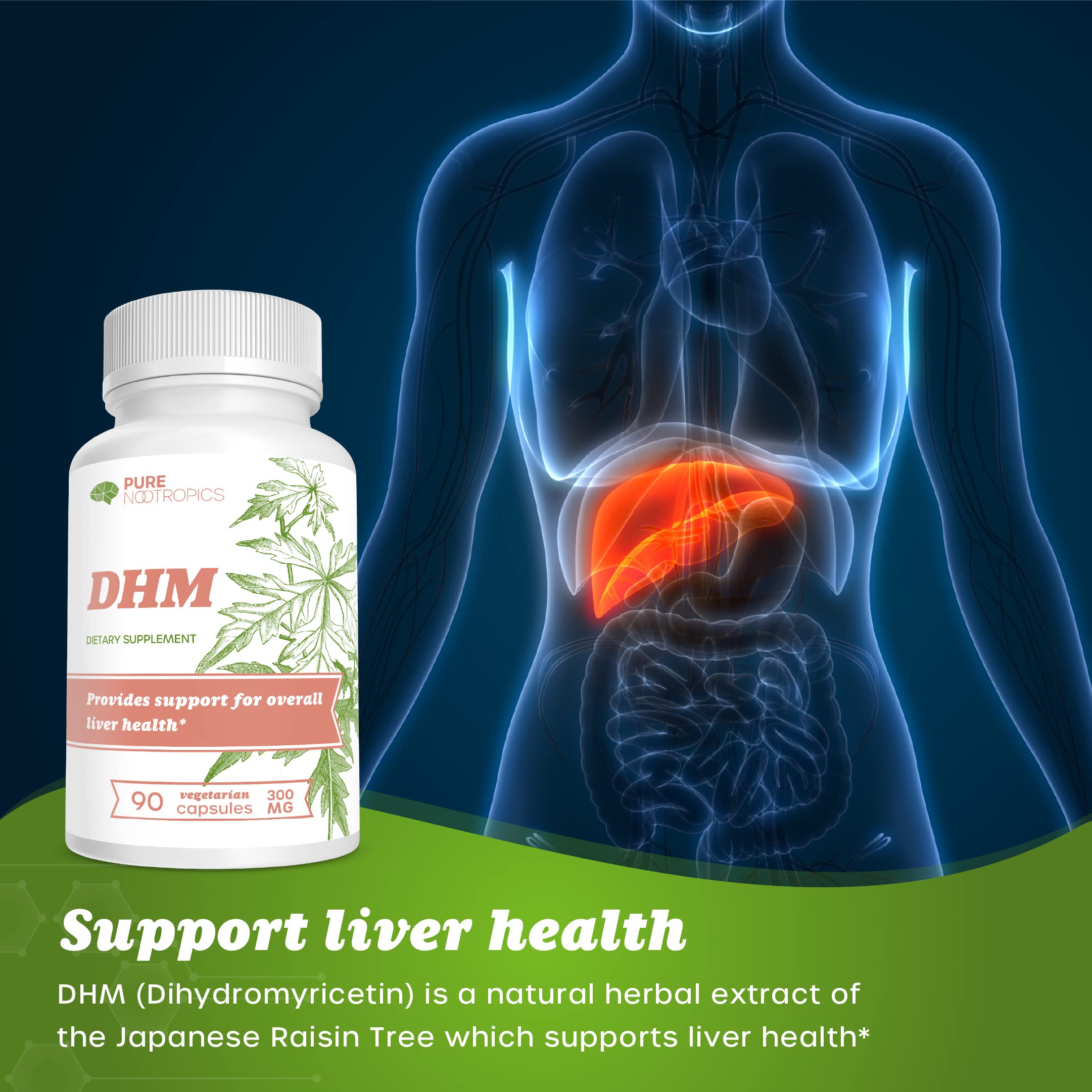 Pure Nootropics DHM capsules pour into a glass after drinking.