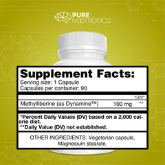 Pure Nootropics Dynamine bottle on desk for fast-acting energy