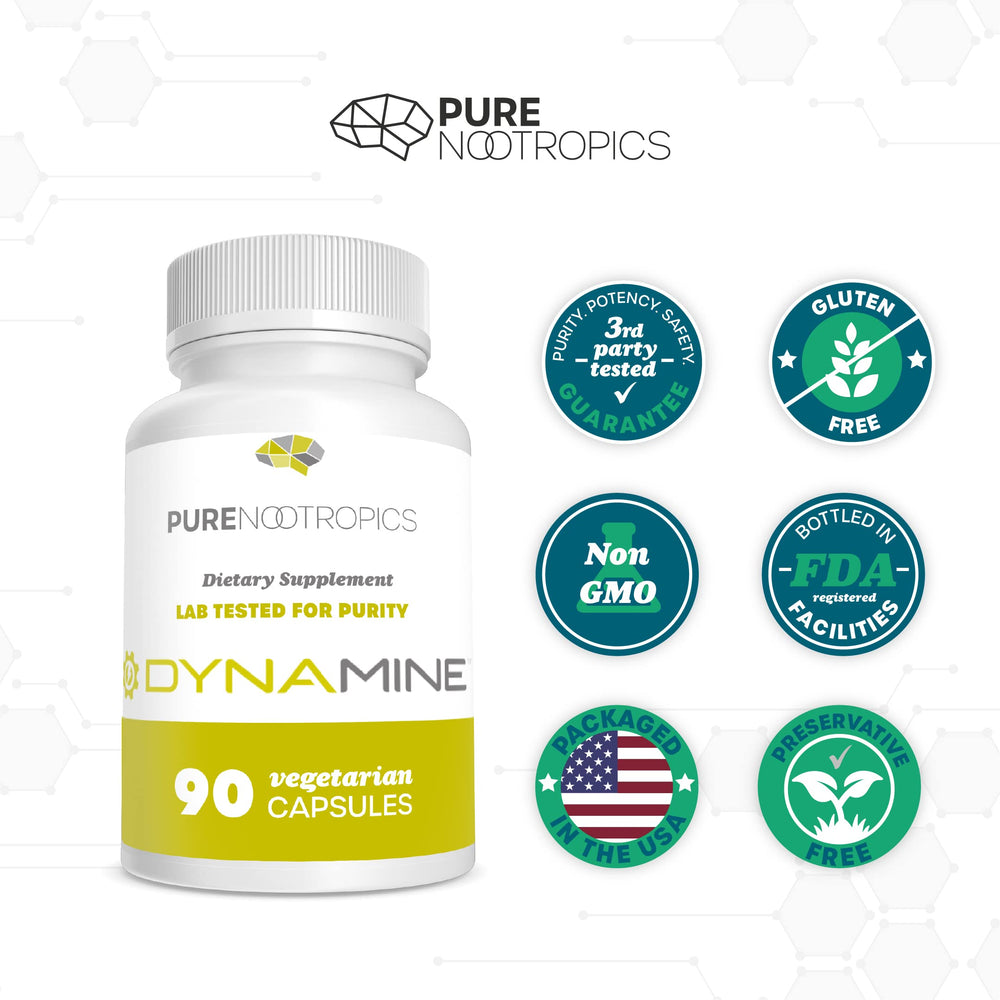 Dynamine bottle and pills supporting gym session focus and energy