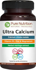 Pure Nutrition Ultra Calcium bottle front showing 90 tablets for daily calcium support