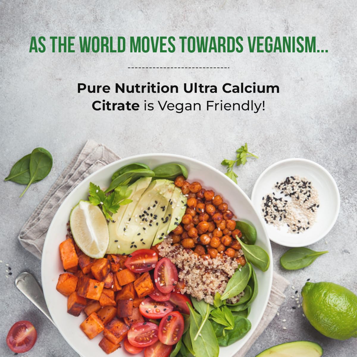Pure Nutrition Ultra Calcium packaging with clear 90-tablet design