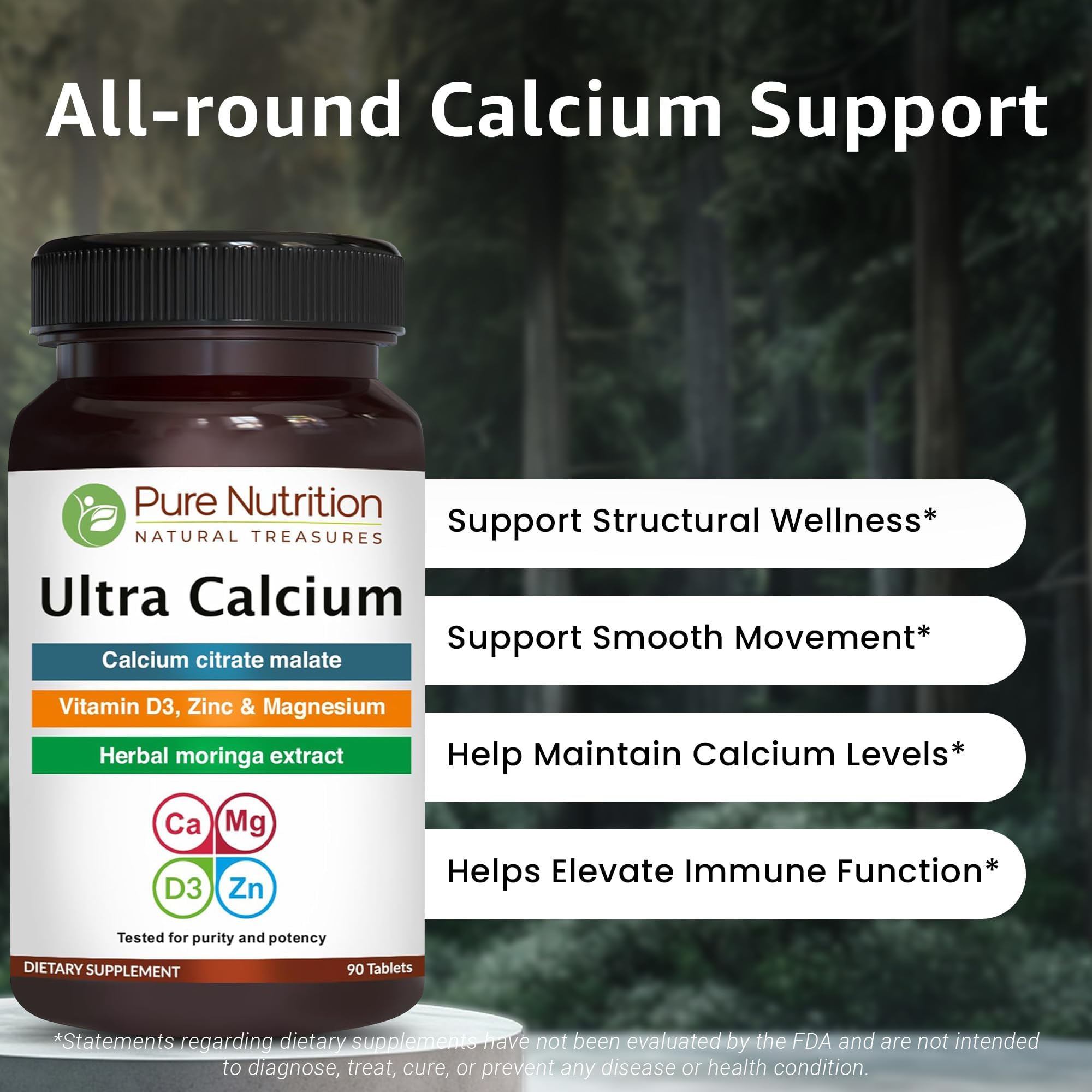 Pure Nutrition Ultra Calcium tablets being poured with a meal
