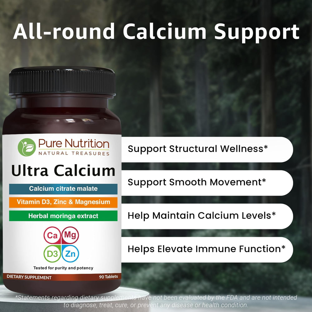 Pure Nutrition Ultra Calcium tablets being poured with a meal