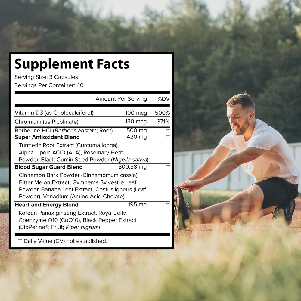 Pure Organic Elements Extreme Berberine Plus spoon display highlights bitter melon and banaba leaf digestion support.
