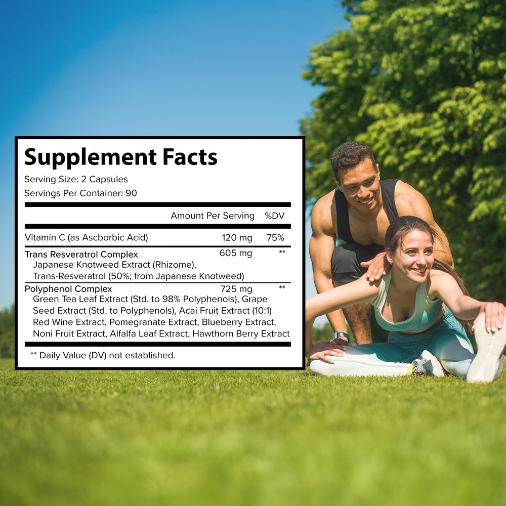 Pure Organic Elements Resveratrol 180 capsules packaging on shelf.