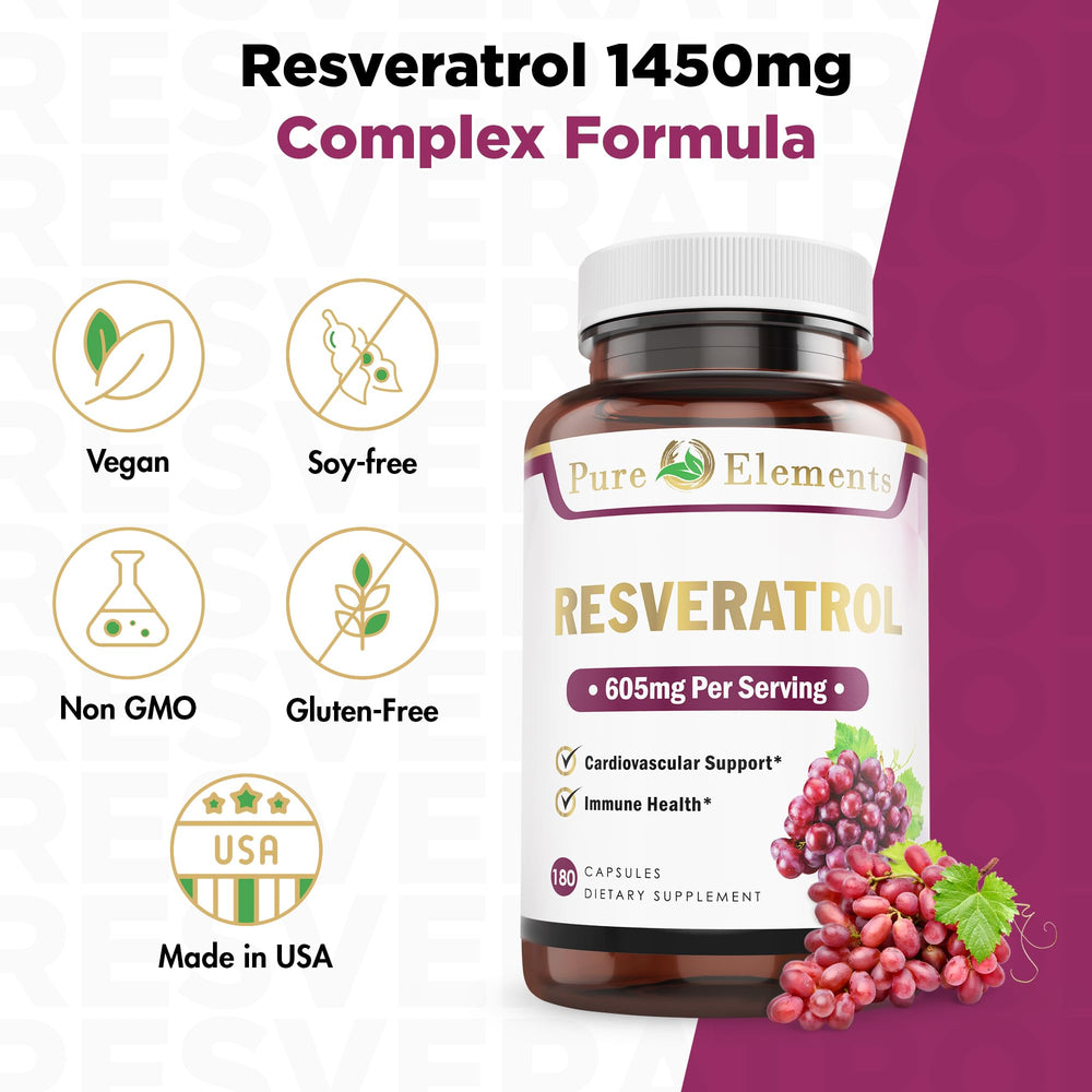 Pure Organic Elements Resveratrol red wine extract capsule image.