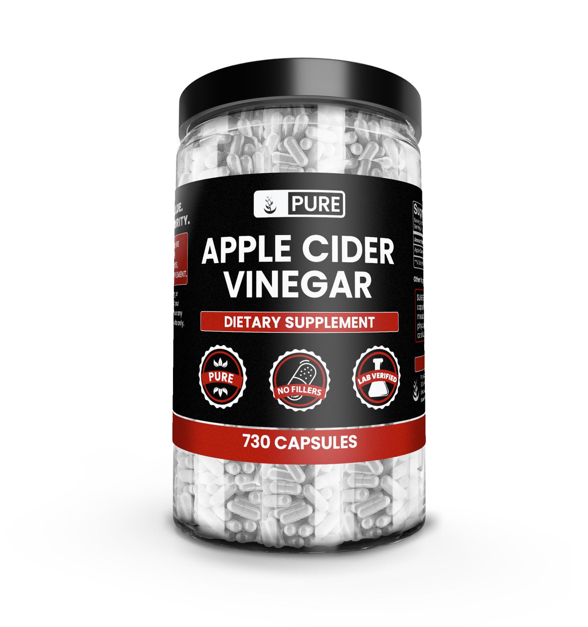 PURE ORIGINAL INGREDIENTS bottle front view showing clean label and capsule count benefit