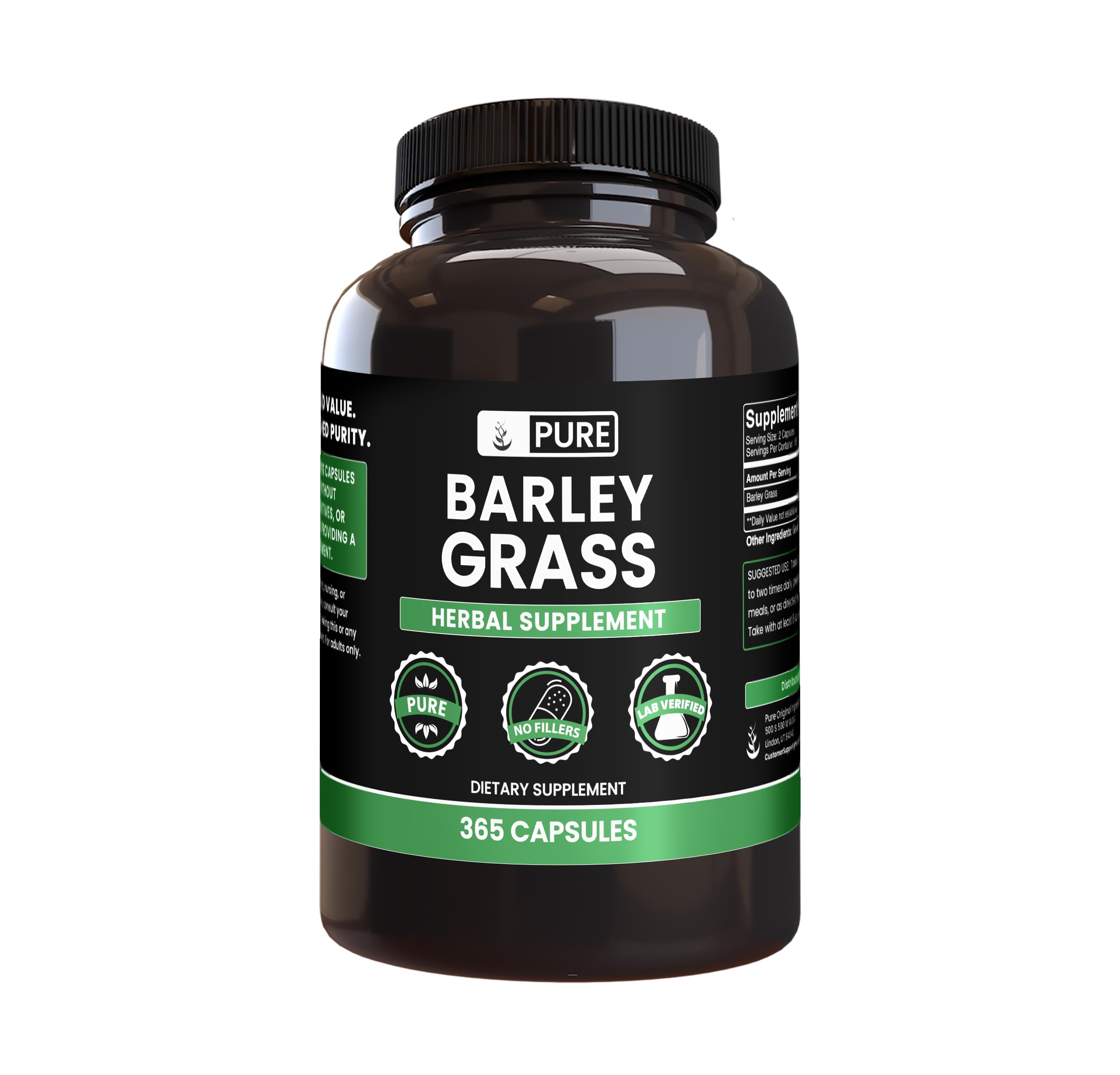 Pure Original Ingredients barley grass capsules bottle for everyday wellness support.
