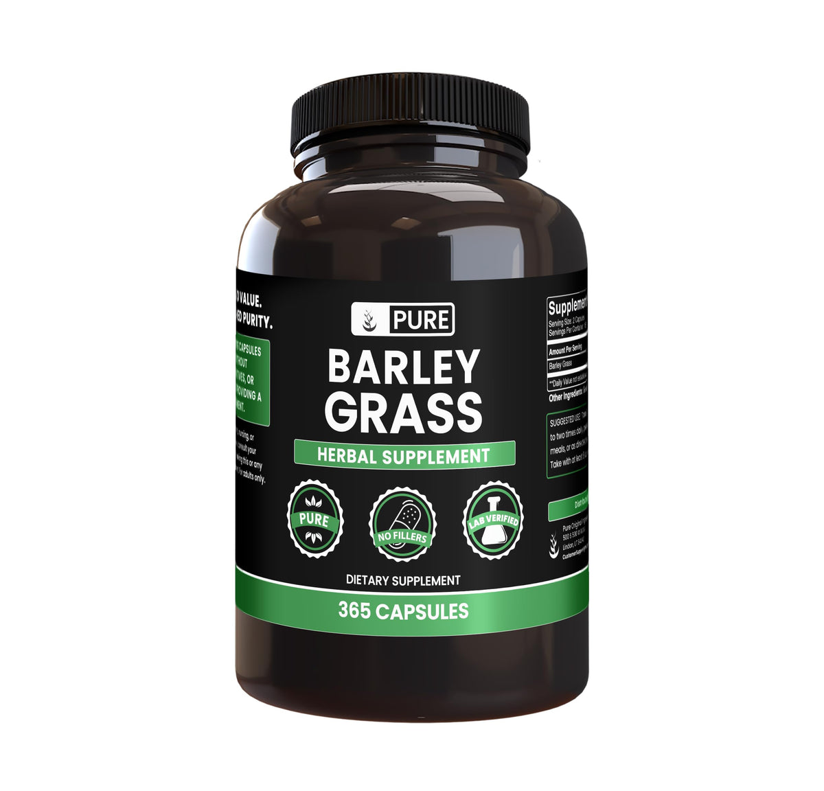 Pure Original Ingredients barley grass capsules bottle for everyday wellness support.