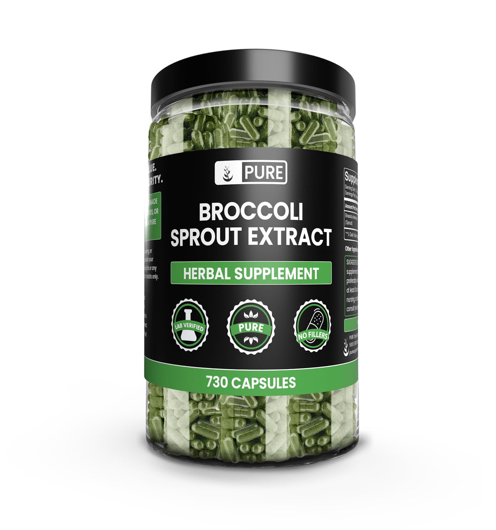 Pure Original Ingredients broccoli extract capsules bottle, showcasing pure single-ingredient formula for daily support.