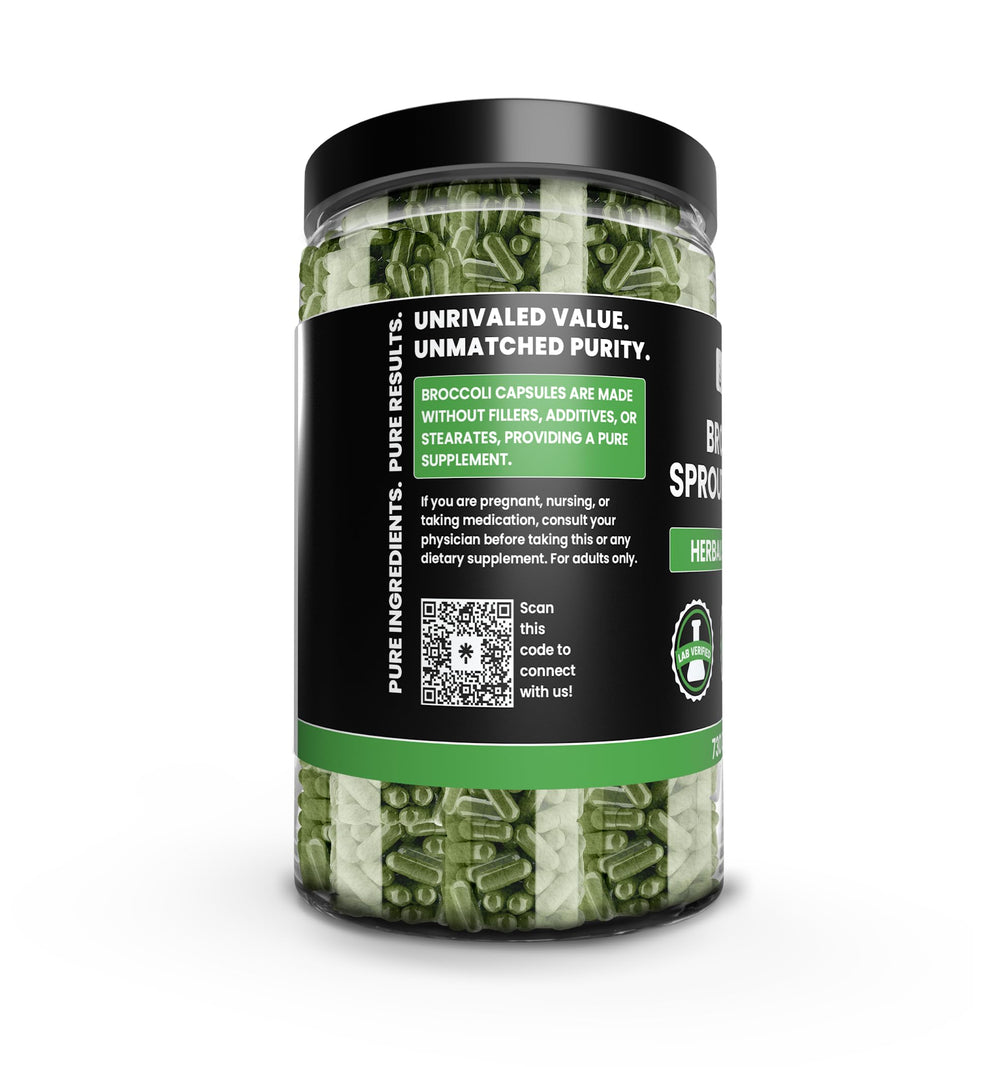 Pure Original Ingredients broccoli extract packaging box highlighting no additives claim.