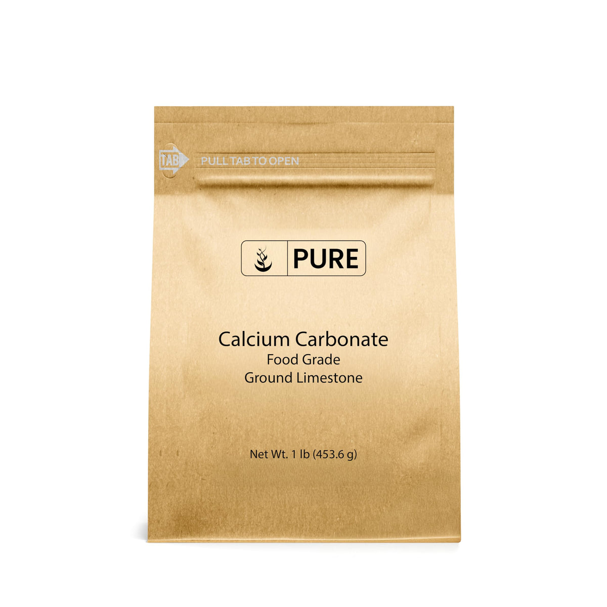 Pure Original Ingredients calcium carbonate powder in a jar, highlighting purity for dietary use.