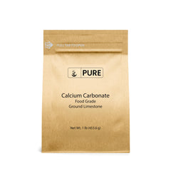 Pure Original Ingredients calcium carbonate powder in a jar, highlighting purity for dietary use.