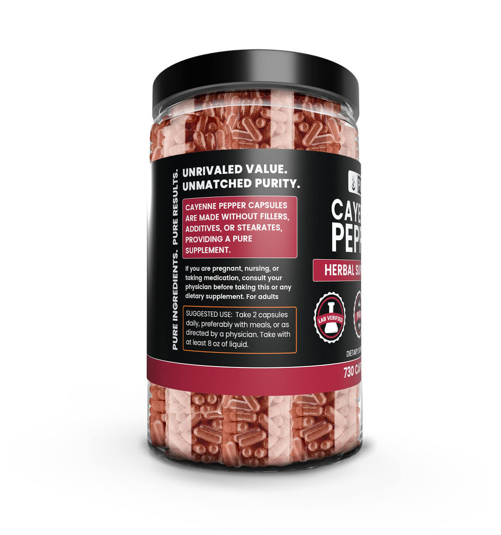 View inside the container showing a single-ingredient cayenne pepper capsule.