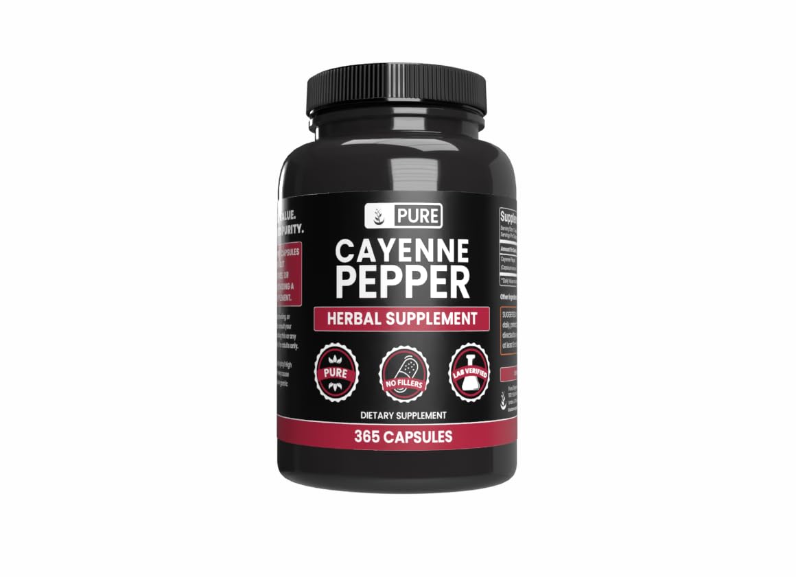 Pure Original Ingredients Cayenne Pepper Capsules bottle shows a pure, single-ingredient supplement.