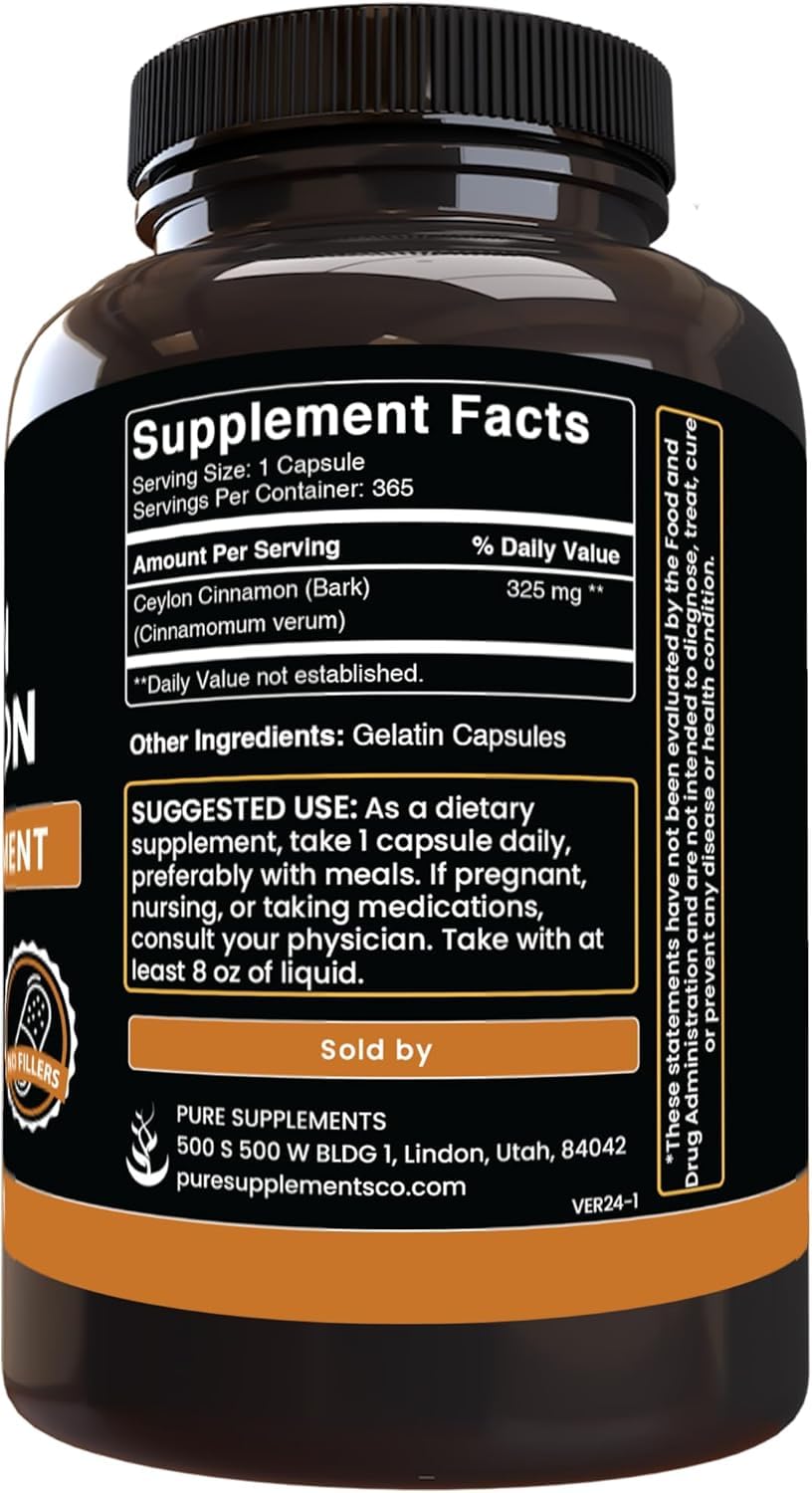 Pure Original Ingredients Ceylon Cinnamon bottle emphasizes authentic Sri Lankan origin.