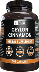 Pure Original Ingredients Ceylon Cinnamon capsules in bottle show pure additive-free daily supplement.