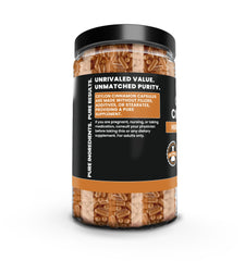 PURE ORIGINAL INGREDIENTS Ceylon Cinnamon label close-up emphasizes lab-verified purity and transparency.