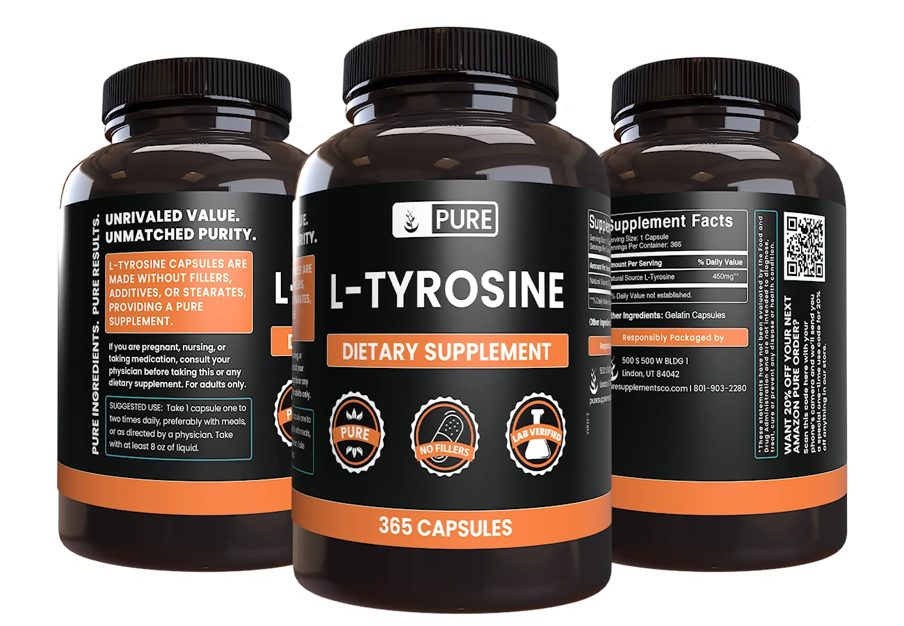 Pure Original Ingredients L-Tyrosine capsules for easy daily supplementation
