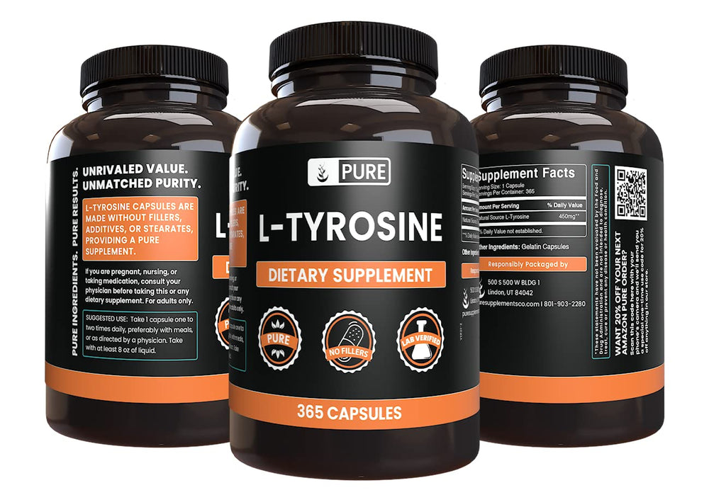 Pure Original Ingredients L-Tyrosine capsules for easy daily supplementation