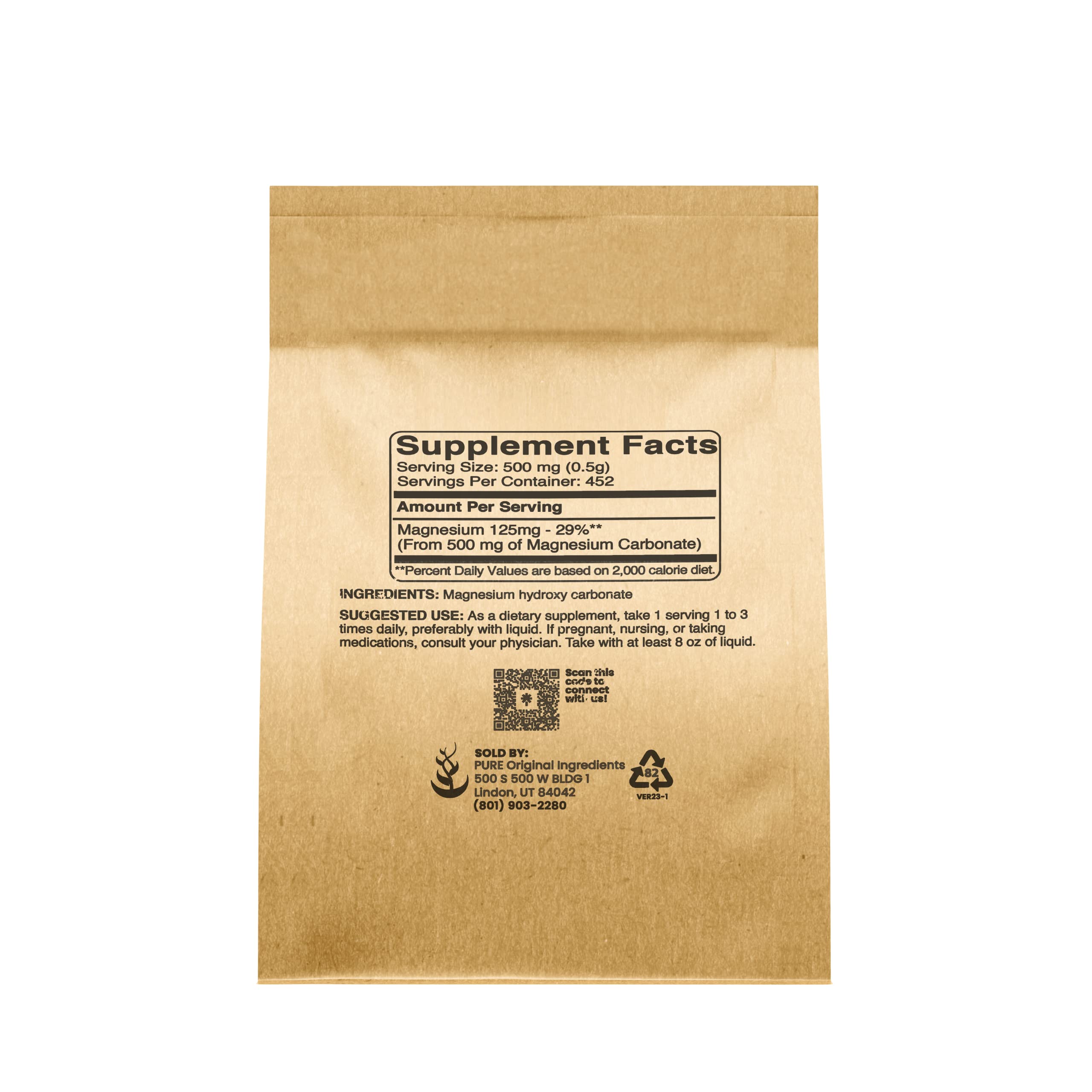 Pure Original Ingredients magnesium carbonate powder measured for crafts, cleaning, or self-care tasks.