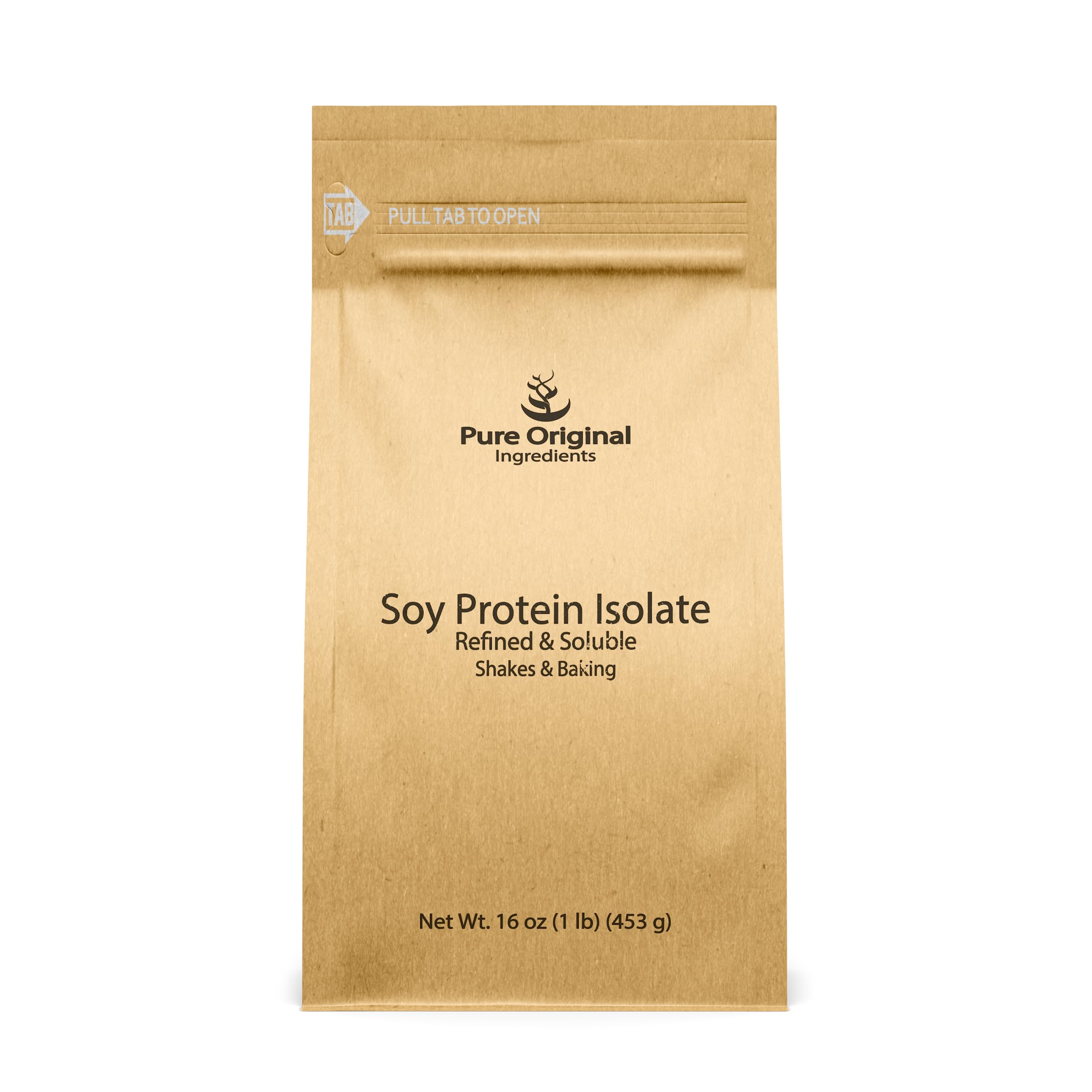 Pure Original Ingredients Soy Protein Isolate bag suitable for shakes and baking.