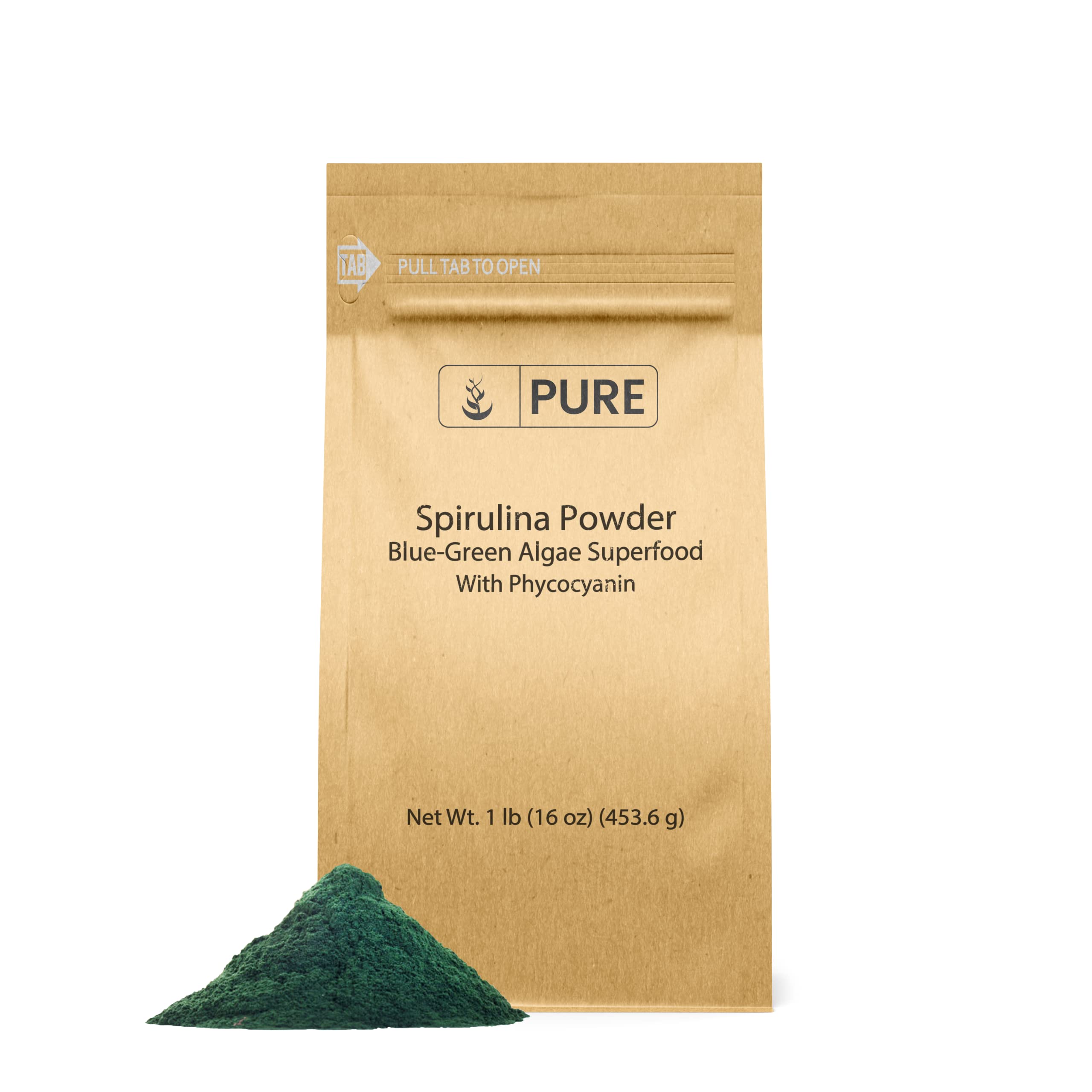 Pure Original Ingredients Spirulina Powder 1lb packaging highlights purity for clean daily greens.