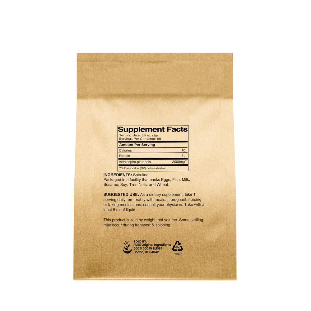 Pure Original Ingredients Spirulina Powder with scoop; convenient daily greens boost.