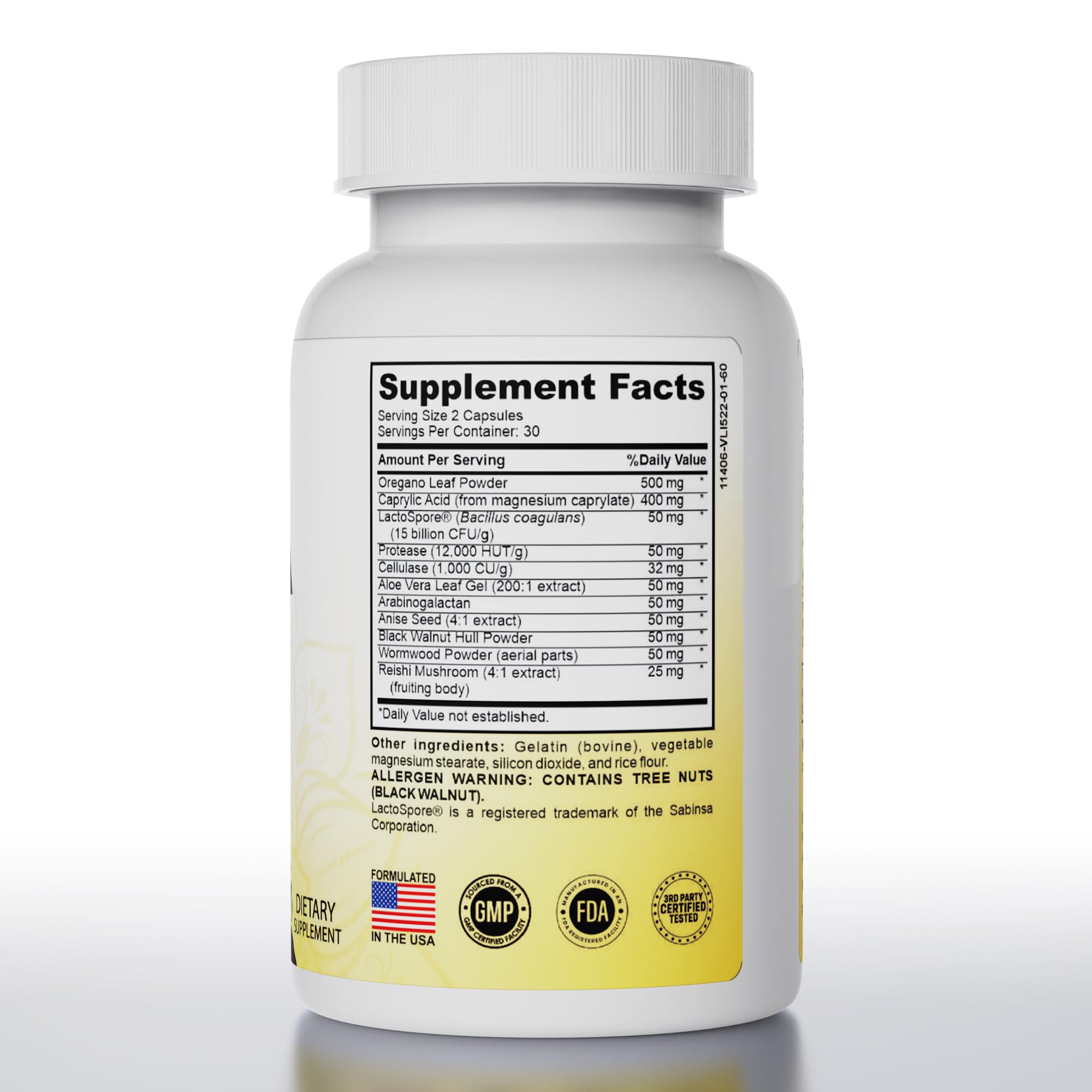 Pure Peak Candida Cleanse capsules closeup showing herbal blend for candida support.