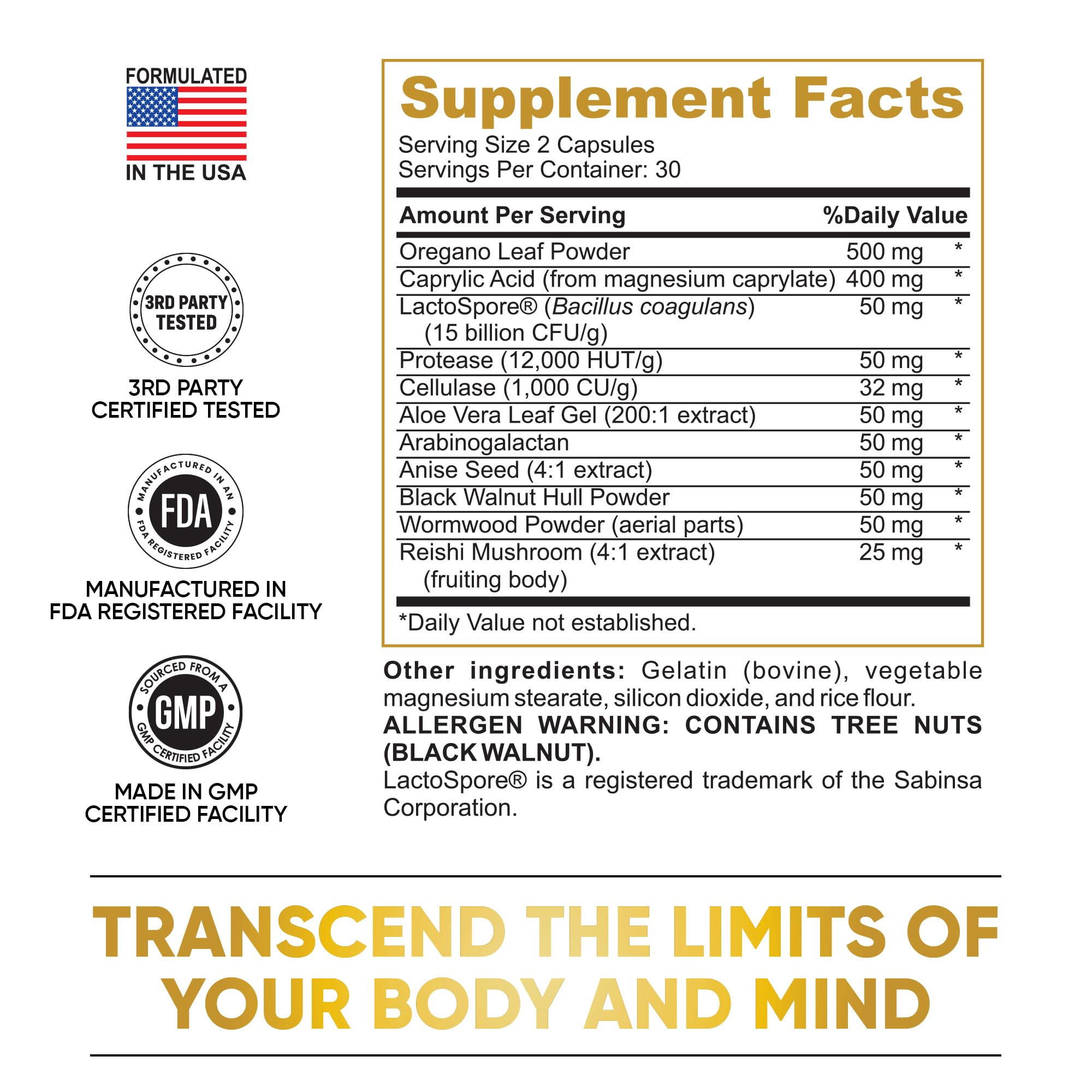 Pure Peak Candida Cleanse packaging showing USA-made, GMP-certified quality.