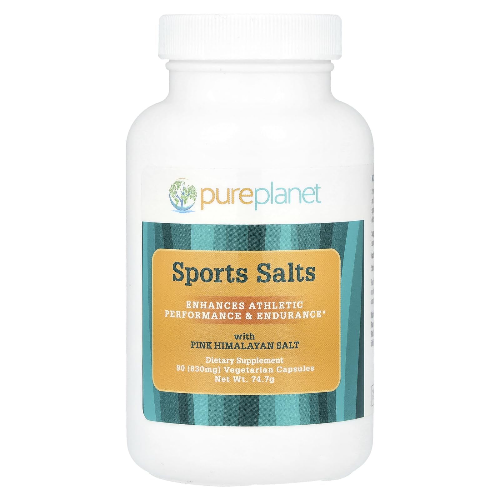 PURE PLANET Sports Salts bottle showcases plant-based electrolytes for workouts.
