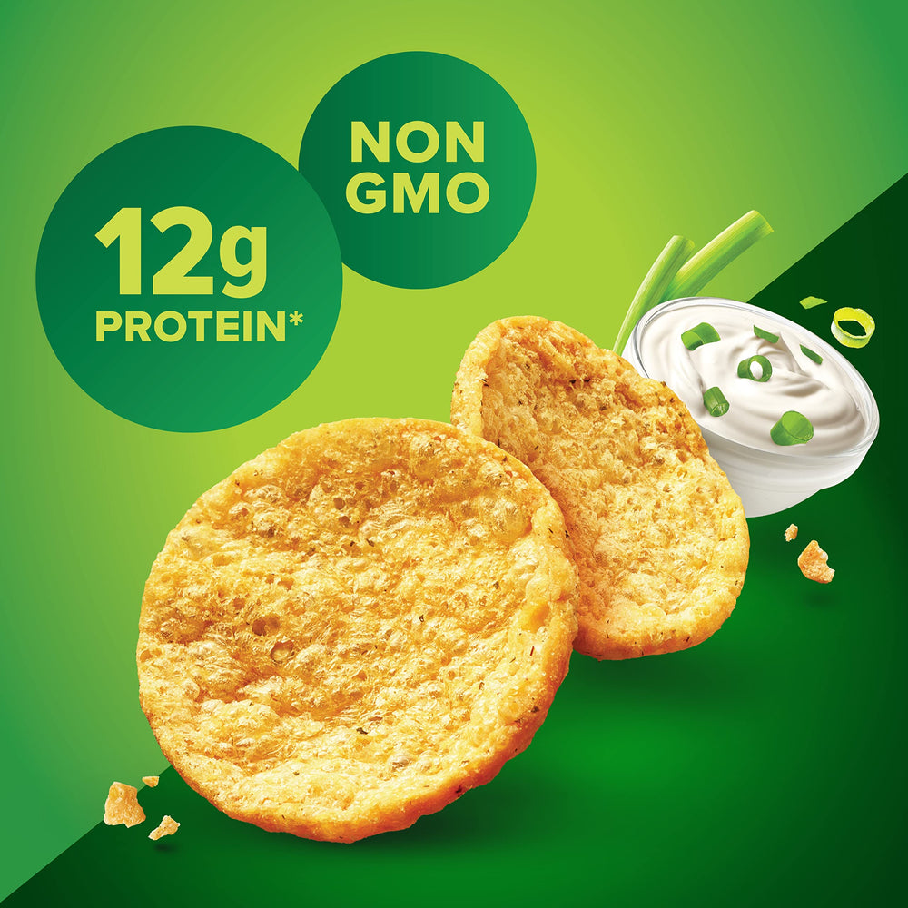 Pure Protein Popped Crisps packaging front showing grab-and-go format