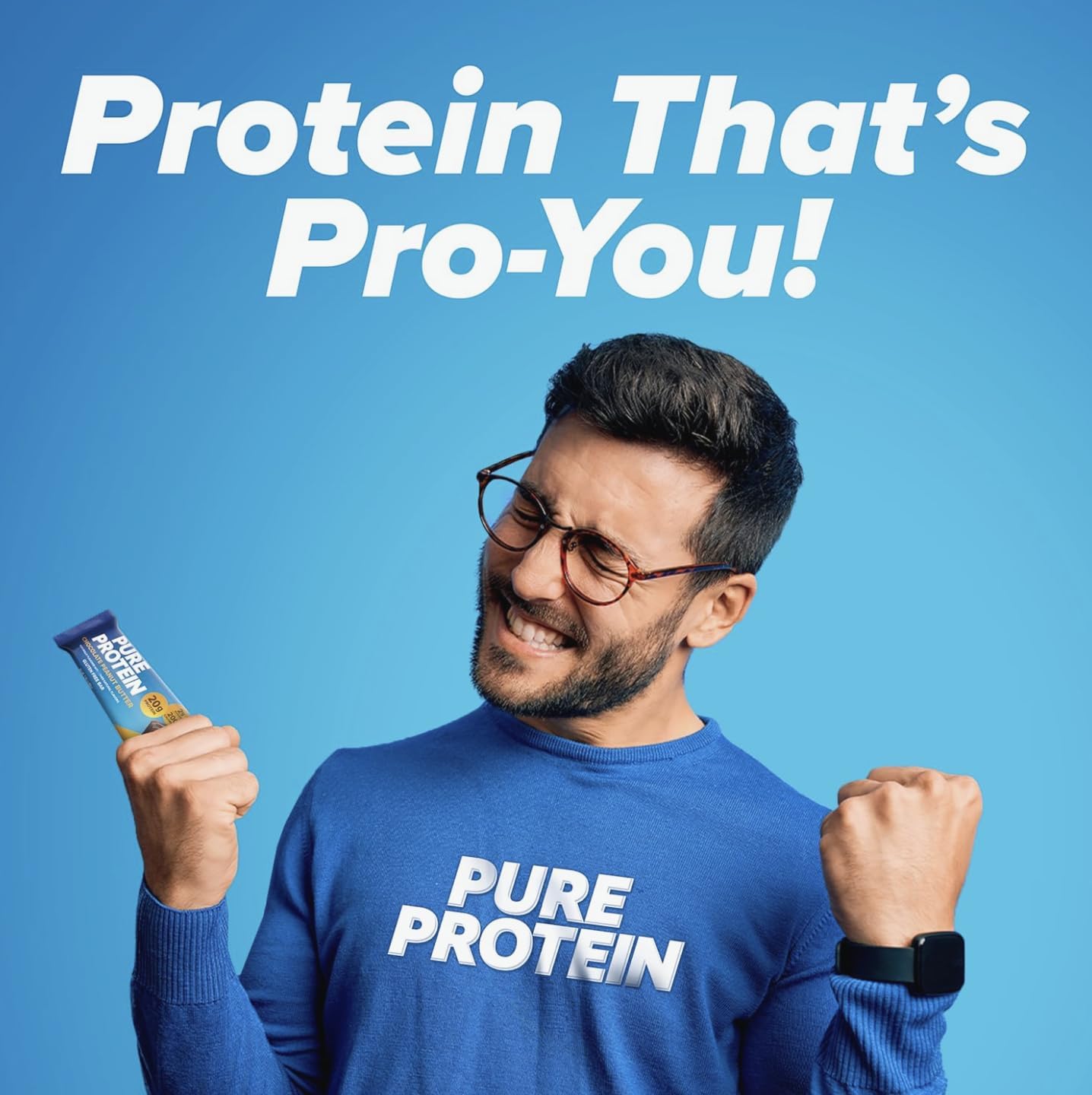 Gluten-free Pure Protein bar on the go for busy days.