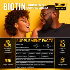 Berry-flavored Pure Research drops in a glass, tasty supplement