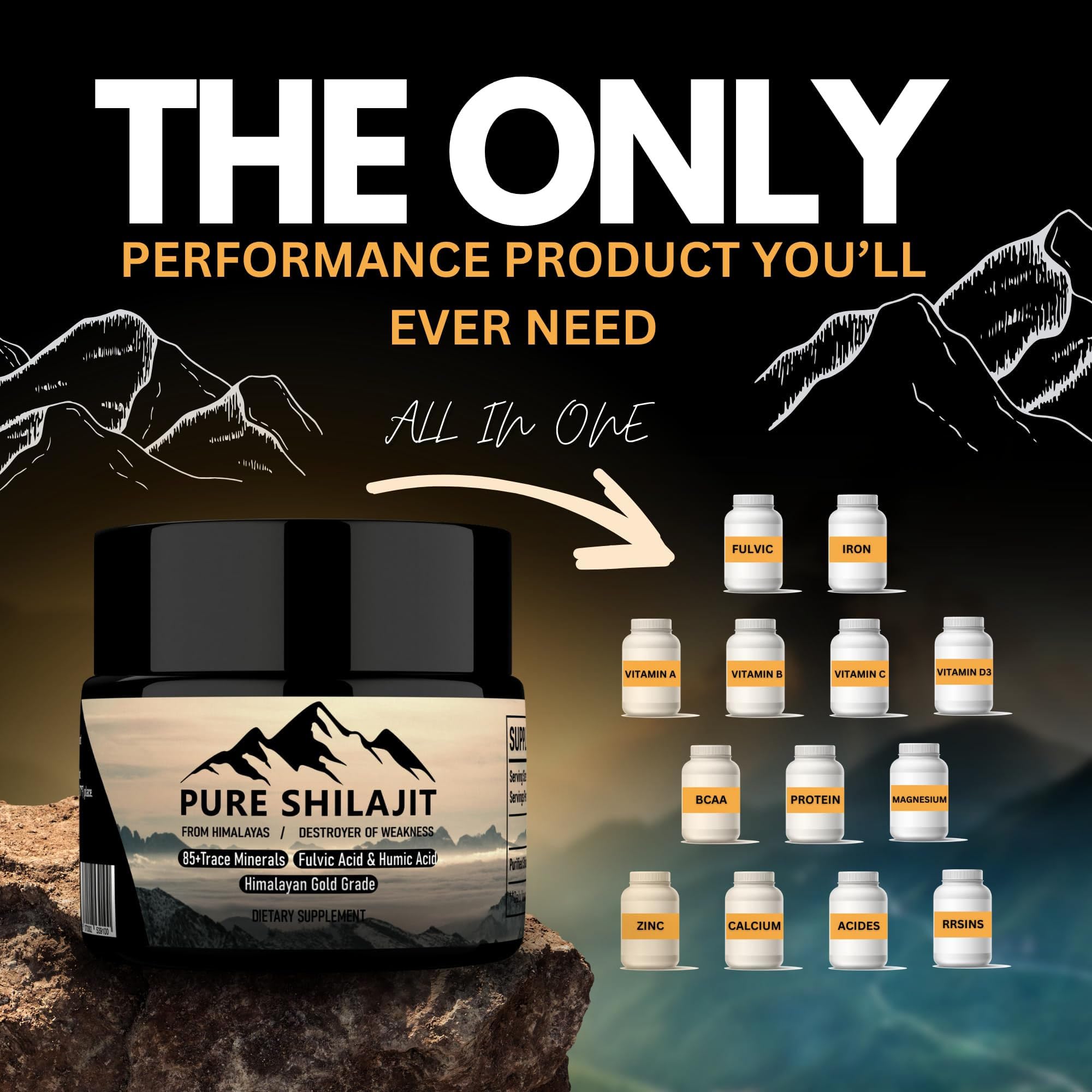 Pea-size-dose demonstration of Pure Shilajit resin for easy daily energy support.