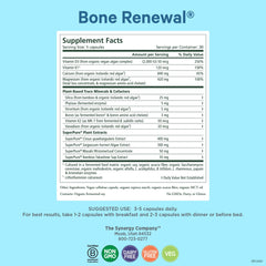 Pure Synergy Bone Renewal bottle label highlights D3, K2, and cofactors