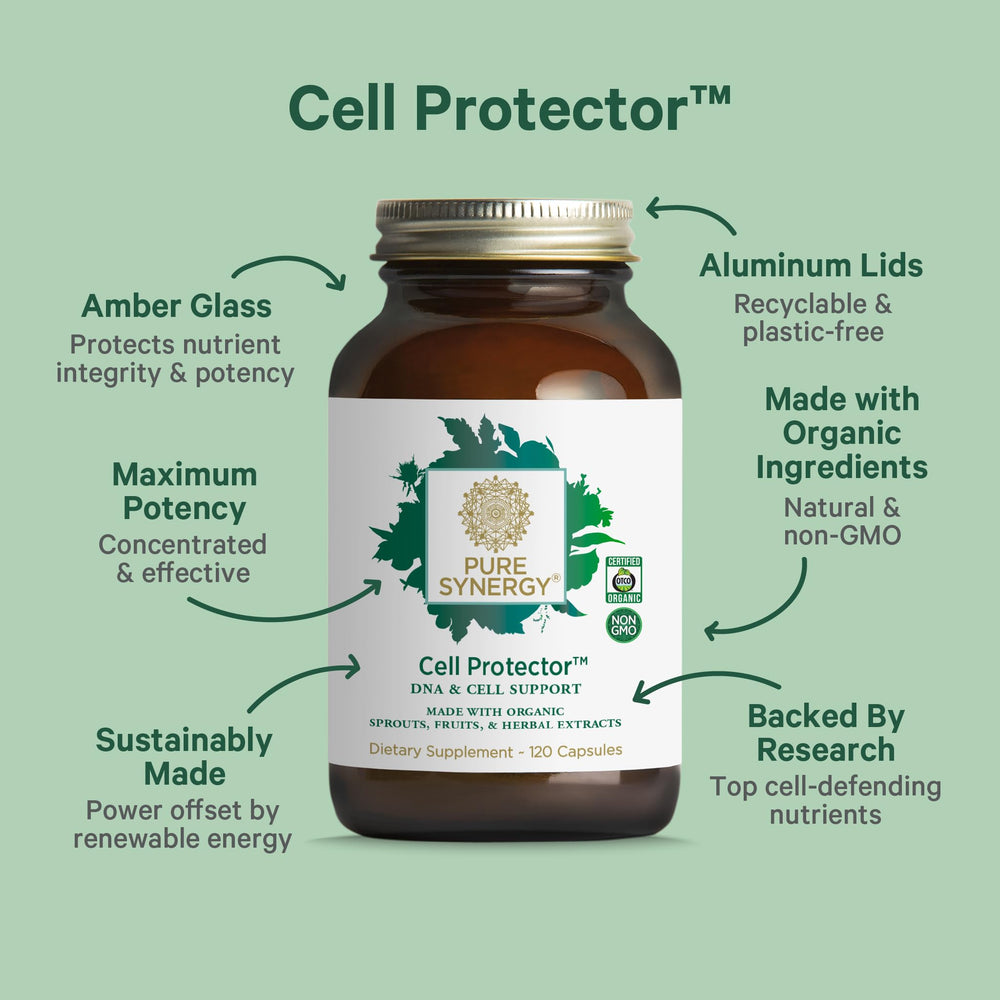 PURE SYNERGY Cell Protector label detail showing selenium and organic cruciferous blend