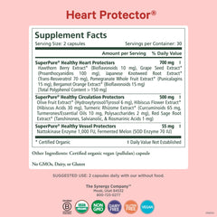 Pure Synergy Heart Protector bottle label emphasizing 60 capsules