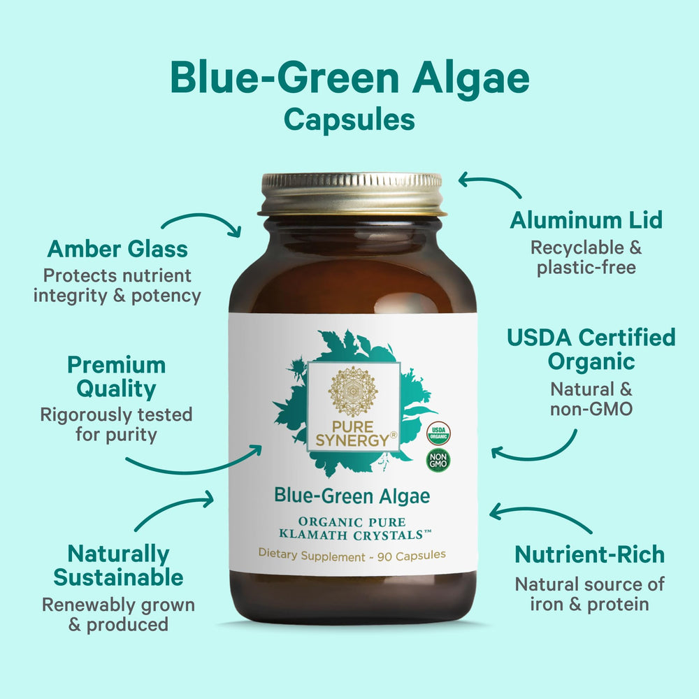 PURE SYNERGY label close-up highlighting organic, non-GMO ingredients