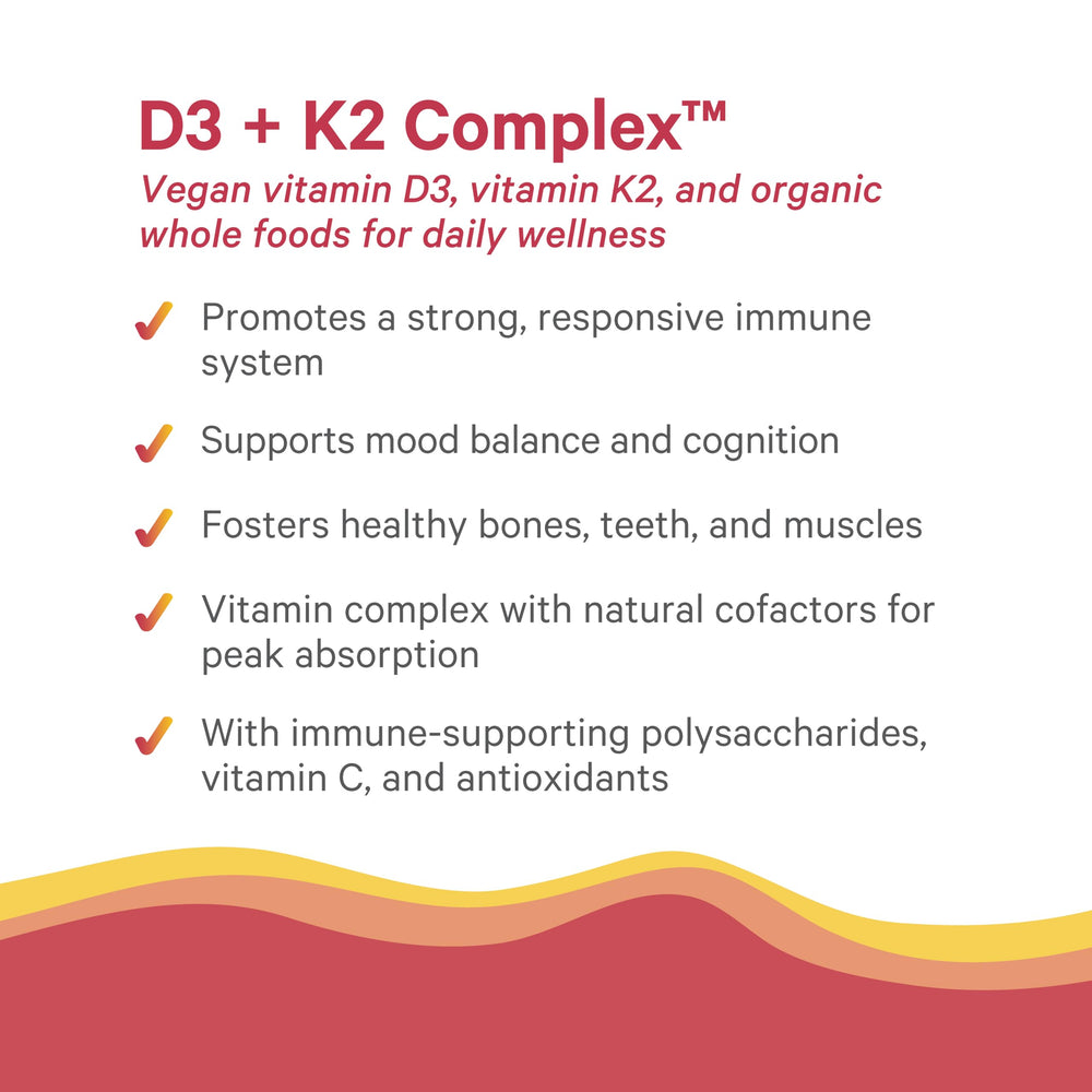 PURE SYNERGY Organic algae-derived D3 + K2 source supports bone health.