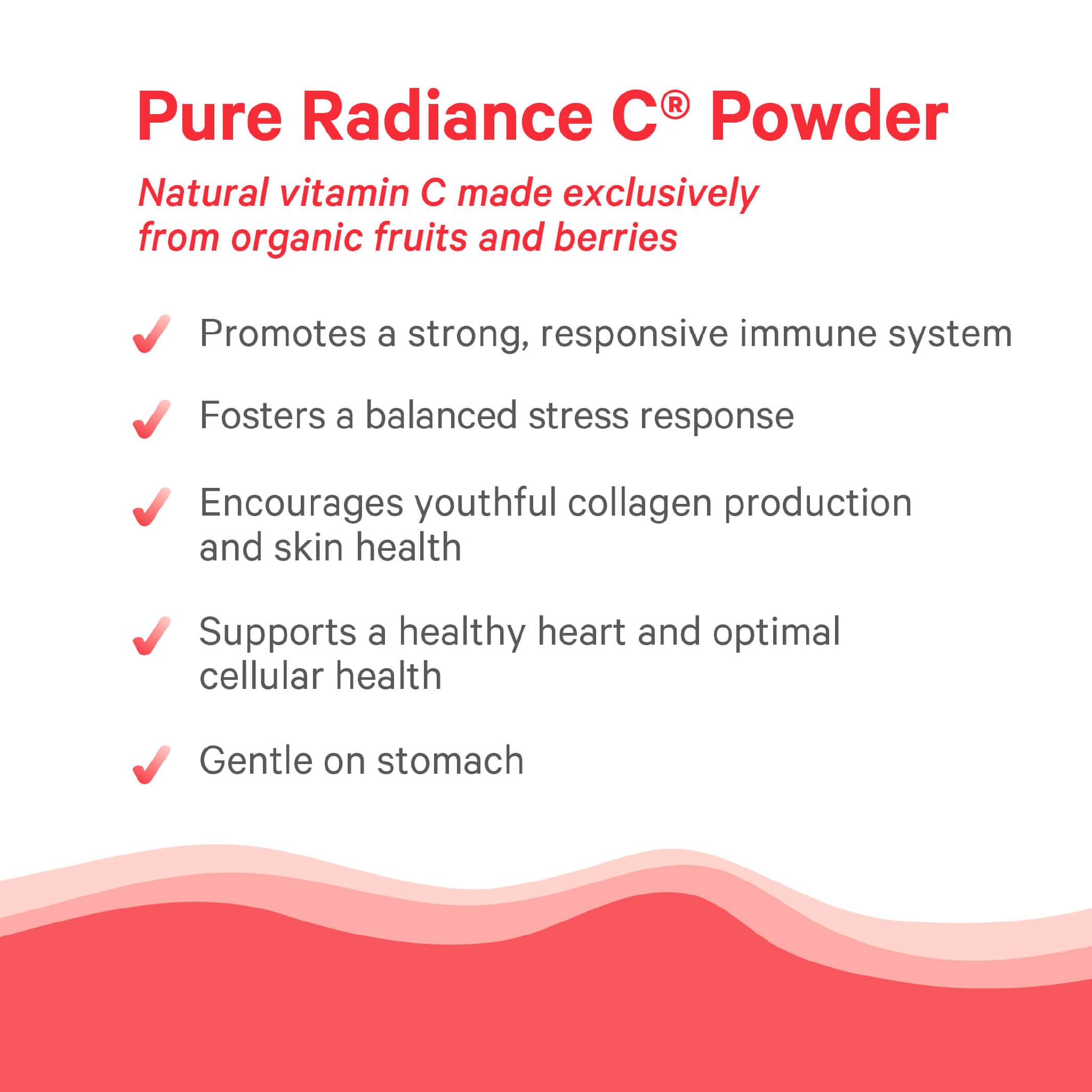 Pure Radiance C bottle with Made in USA seal and B Corp badge