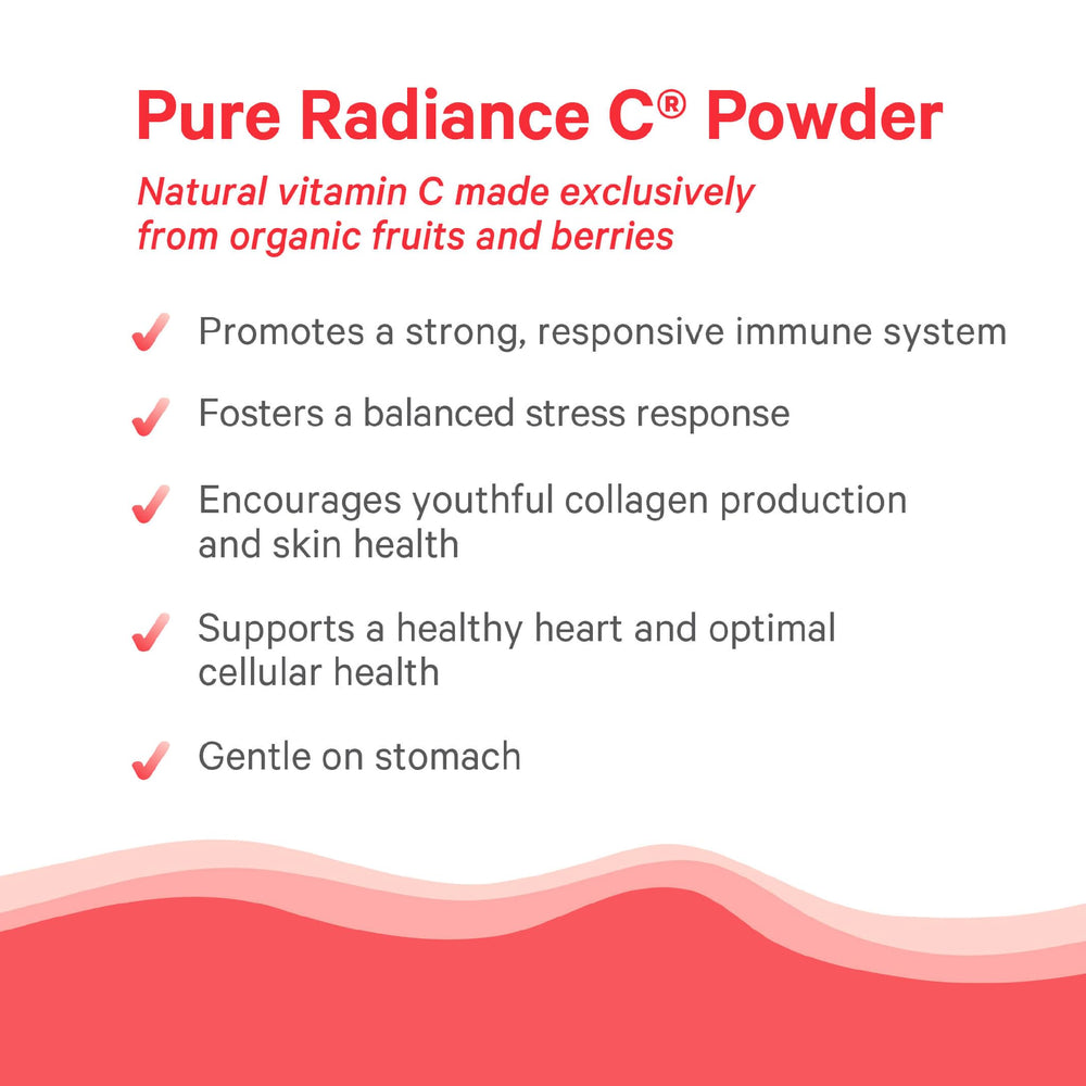 Pure Radiance C bottle with Made in USA seal and B Corp badge