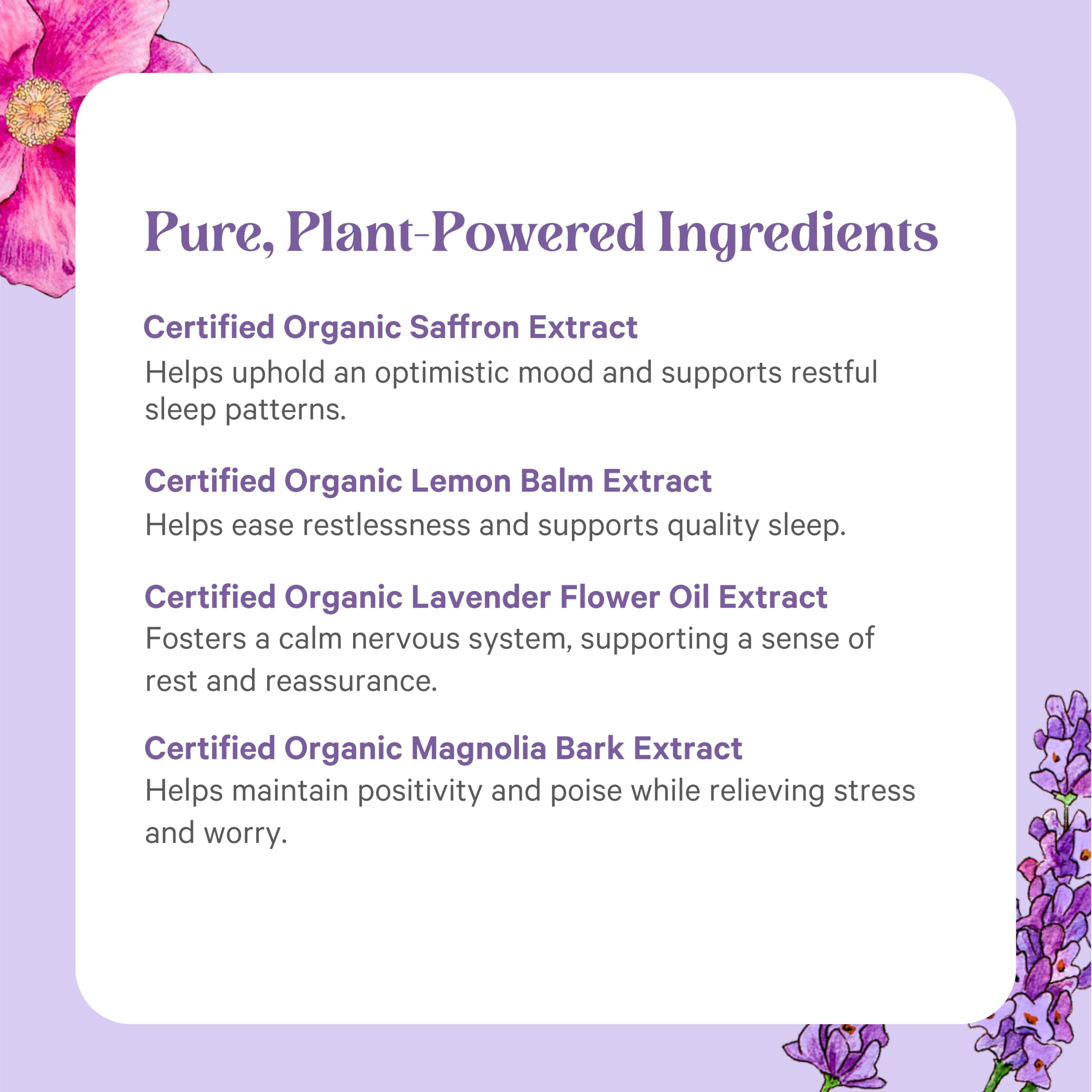 Pure Synergy Radiant Mood box with lemon balm and lavender imagery.
